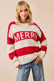 BiBi Christmas Merry Lettering Sweater - Trendsi - Flyclothing LLC
