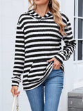 Striped Dropped Shoulder Hoodie - Trendsi - Flyclothing LLC