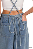 Zenana Denim Medium Washed Wide Leg Overalls - Trendsi - Flyclothing LLC