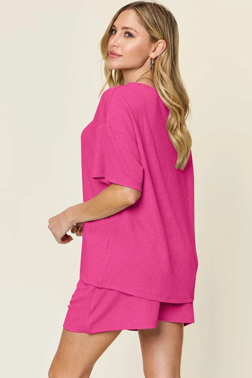 Double Take Basic style Round Neck Solid Set - Trendsi - Flyclothing LLC