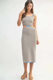 MABLE Multi Color Chevron Knit Bodycon Midi Dress - Trendsi - Flyclothing LLC