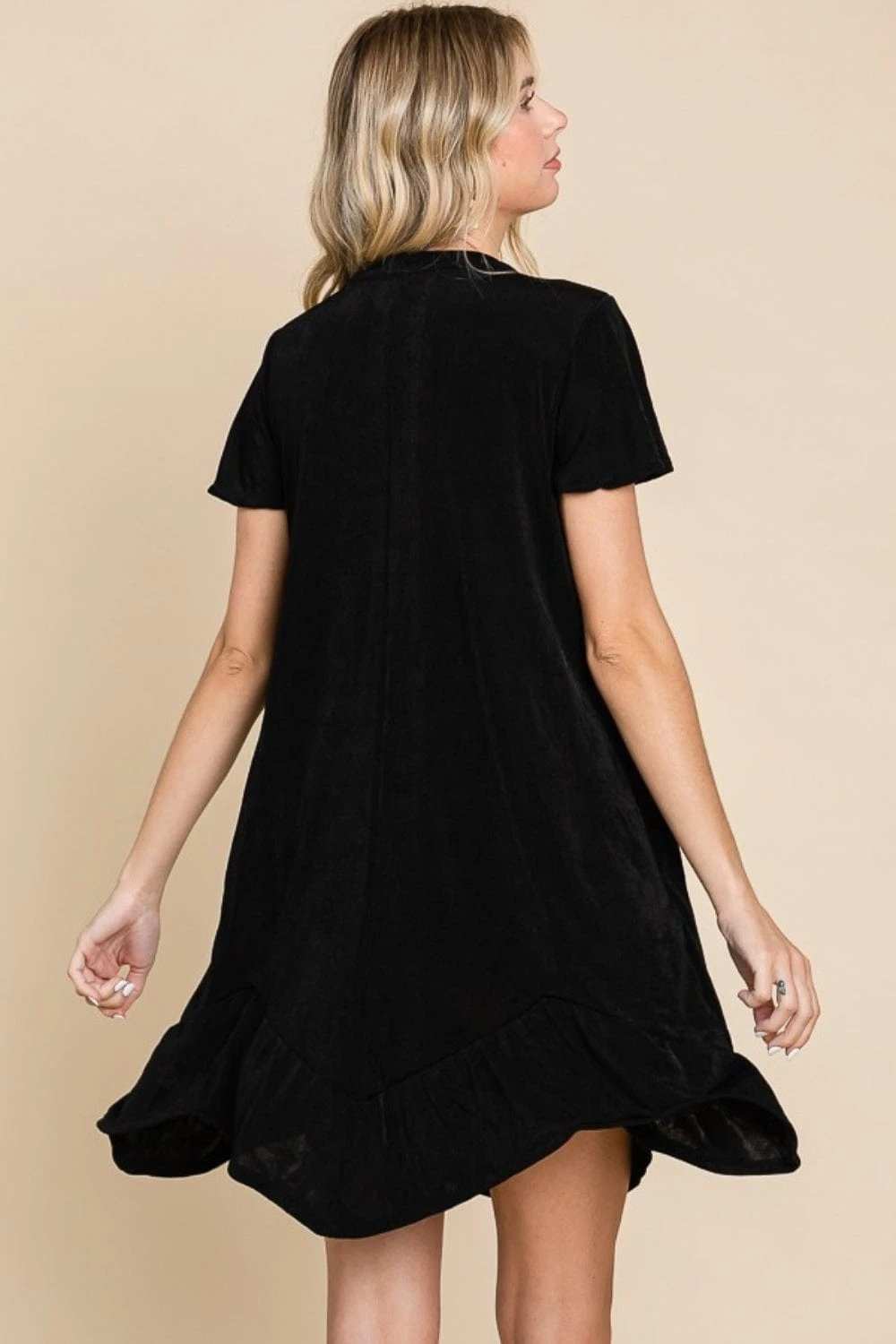 Culture Code Full Size Short Sleeve Ruffled Asymmetric Hem Dress - Trendsi - Flyclothing LLC
