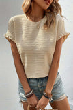 Frill Round Neck Short Sleeve Blouse - Trendsi - Flyclothing LLC