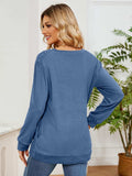Ruched Shoulder Round Neck Long Sleeve Sweatshirt - Trendsi - Flyclothing LLC