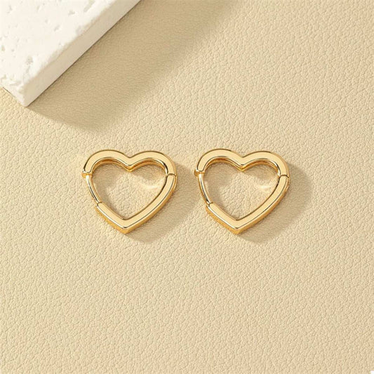 Alloy Heart Shape Hoop Earrings - Trendsi - Flyclothing LLC