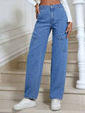 High Waist Straight Leg Jeans with Pockets - Trendsi - Flyclothing LLC