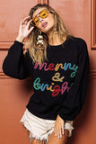 BiBi Tinsel Lettering Christmas Sweater - Trendsi - Flyclothing LLC
