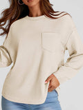 Full Size Texture Round Neck Long Sleeve Sweatshirt - Trendsi - Flyclothing LLC