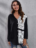 Printed Collared Neck Long Sleeve Shirt - Trendsi - Flyclothing LLC