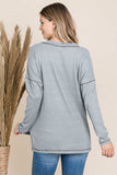 Reborn J V Neck Long Sleeve Top - Trendsi - Flyclothing LLC