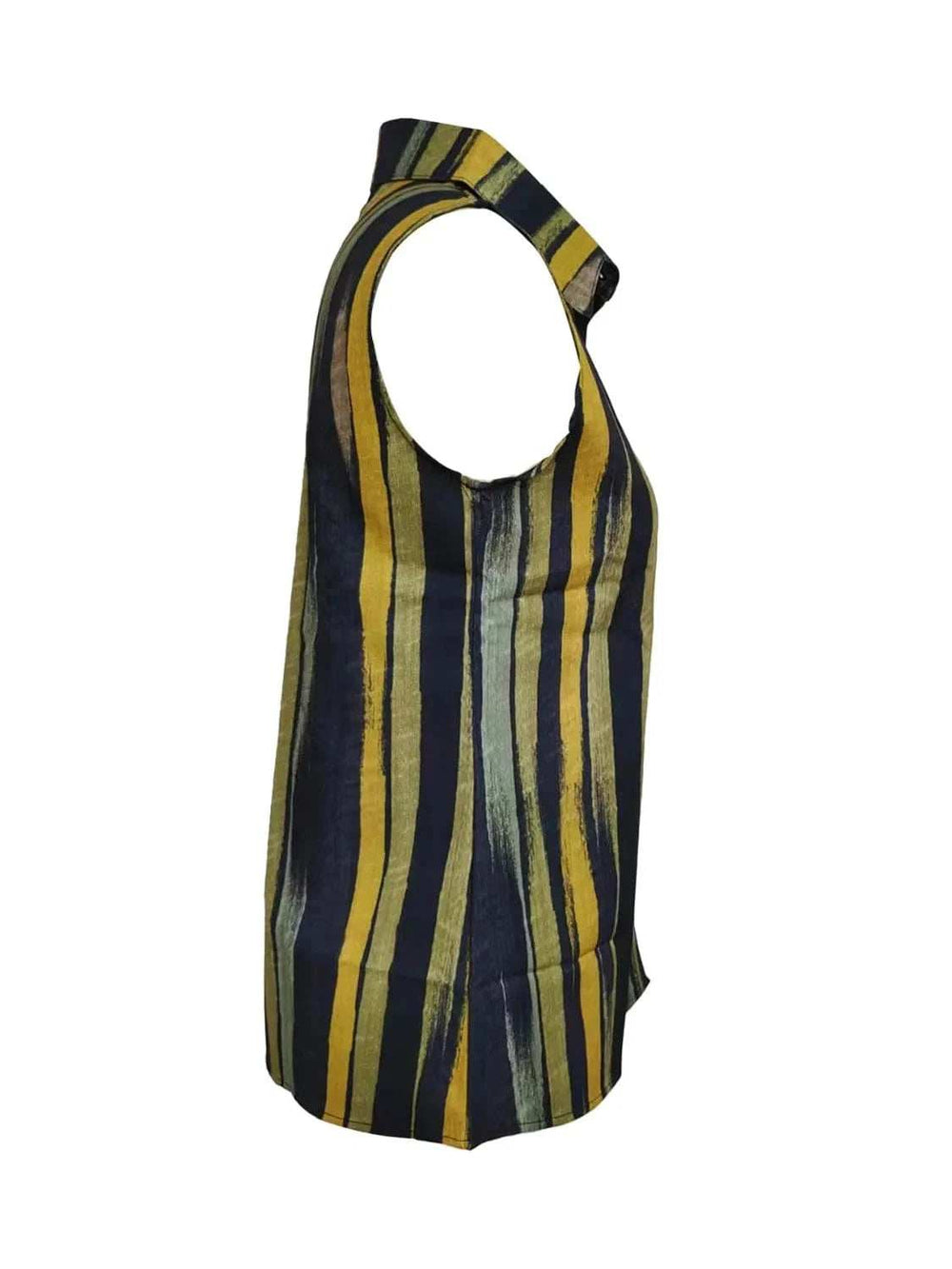Button Detail Striped Sleeveless Shirt - Trendsi - Flyclothing LLC
