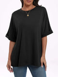 Round Neck Half Sleeve T-Shirt - Trendsi - Flyclothing LLC
