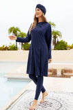 Cap, Long Sleeve Hooded Top and Pants Swim Set - Trendsi - Flyclothing LLC