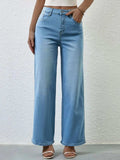 High Rise Wide Leg Jeans - Trendsi - Flyclothing LLC