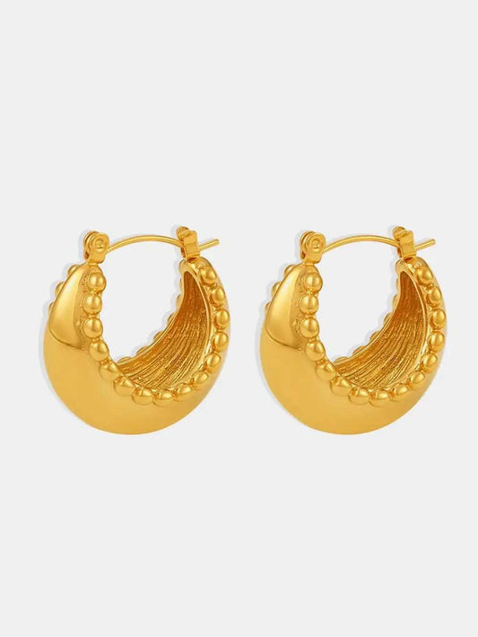 18K Gold-Plated Stainless Steel Huggie Earrings - Trendsi - Flyclothing LLC