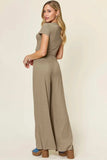 Double Take Full Size Round Neck Top and Pants Set - Trendsi - Flyclothing LLC