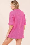 BOMBOM Ribbed Collared Neck Top - Trendsi - Flyclothing LLC