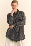 Davi & Dani Curved Hem Diamond Quilted Button Up Denim Shacket - Trendsi - Flyclothing LLC