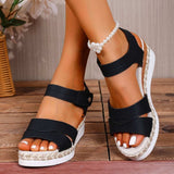 Open Toe Wedge Sandals - Trendsi - Flyclothing LLC