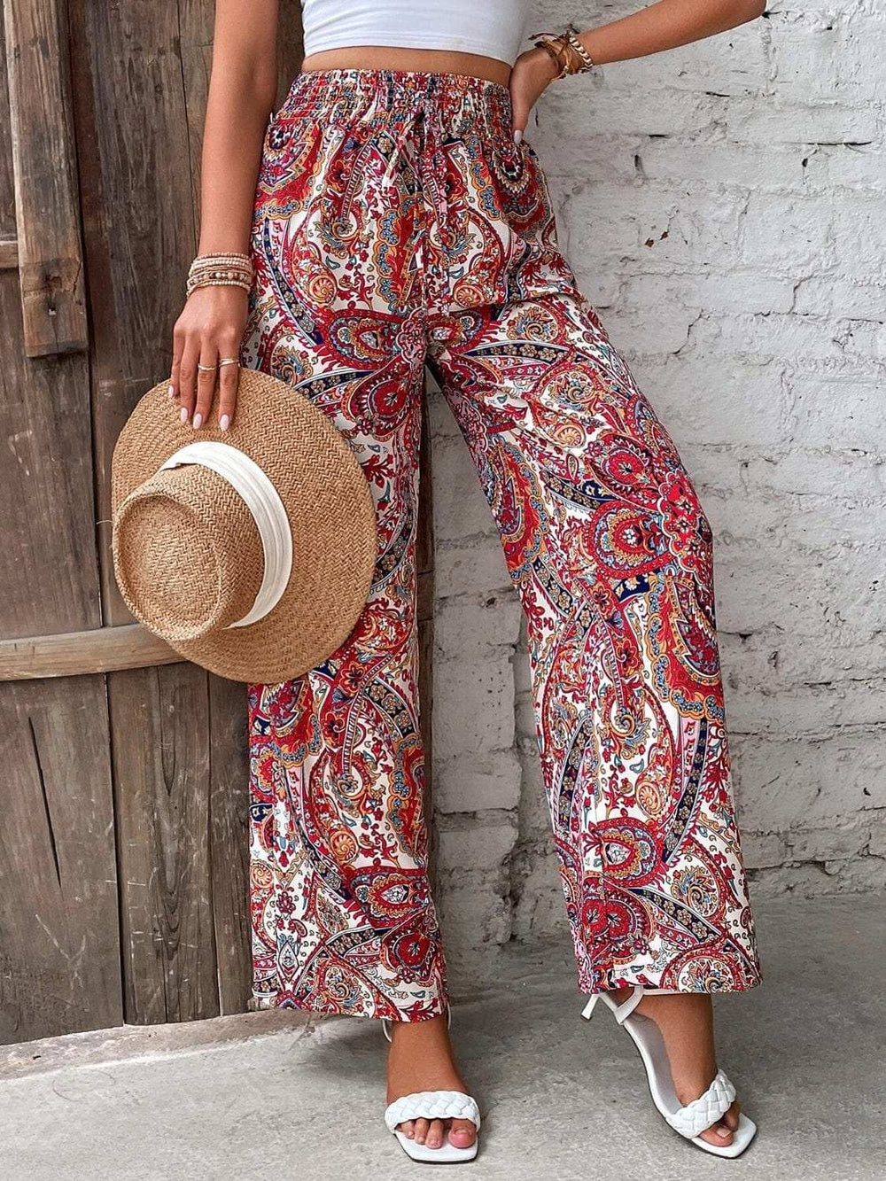 Printed Wide Leg Pants - Trendsi - Flyclothing LLC