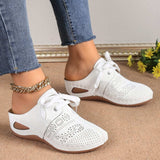 Lace-Up Round Toe Wedge Sandals - Trendsi - Flyclothing LLC