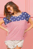 BiBi Star Rpinted with Stripe Combo Top - Trendsi - Flyclothing LLC