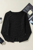 Textured Round Neck Long Sleeve Blouse - Trendsi - Flyclothing LLC