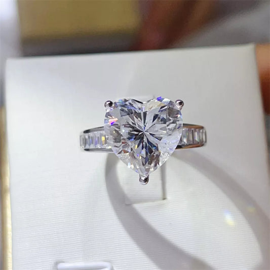 5 Carat Moissanite 925 Sterling Silver Heart Ring - Trendsi - Flyclothing LLC
