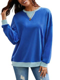 Contrast Round Neck Long Sleeve Sweatshirt - Trendsi - Flyclothing LLC