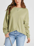 Waffle Knit Round Neck Long Sleeve T-Shirt - Trendsi - Flyclothing LLC