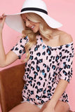 BiBi Leopard Printed Jersey Knit Short Sleeve Top - Trendsi - Flyclothing LLC