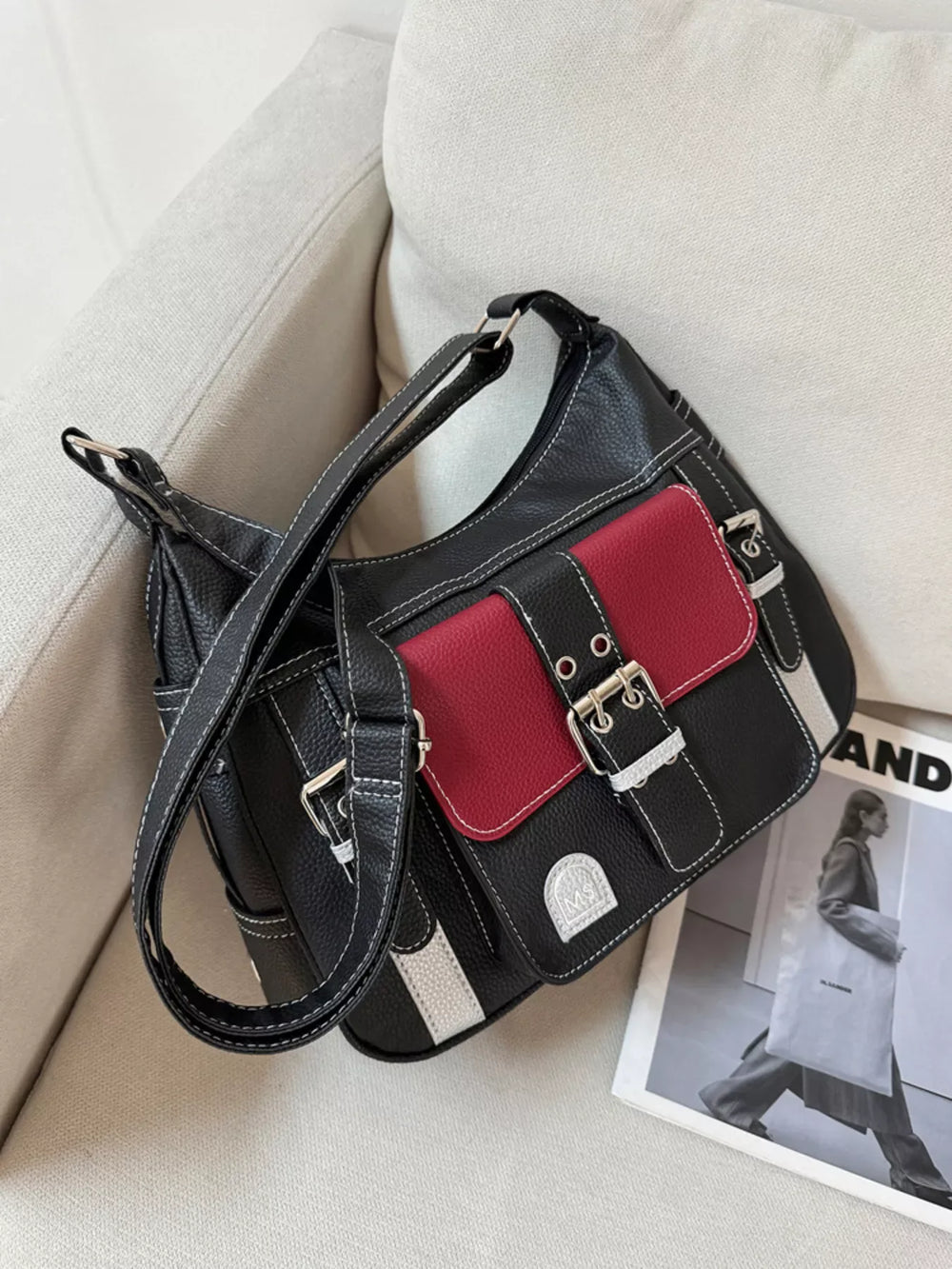 Buckle Decor Flap Crossbody Bag - Trendsi - Flyclothing LLC