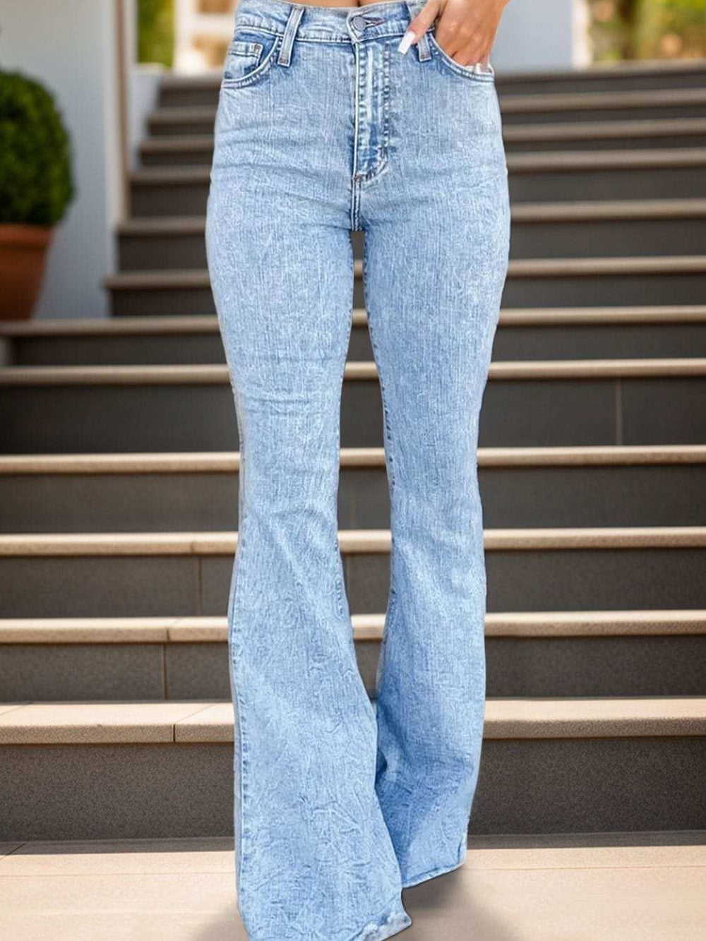 Raw Hem Bootcut Jeans - Trendsi - Flyclothing LLC