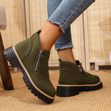 Ankle Boots with Zipper Accent - Trendsi - Flyclothing LLC