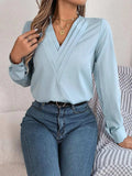 V-Neck Long Sleeve Blouse - Trendsi - Flyclothing LLC