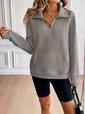 Ivy Lane Half Zip Raglan Sleeve Sweatshirt - Trendsi - Flyclothing LLC