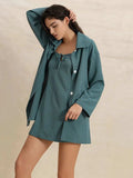 Tie Shoulder Mini Dress and Long Sleeve Top Set - Trendsi - Flyclothing LLC