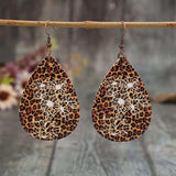 Leopard PU Leather Teardrop Shape Earrings - Trendsi - Flyclothing LLC