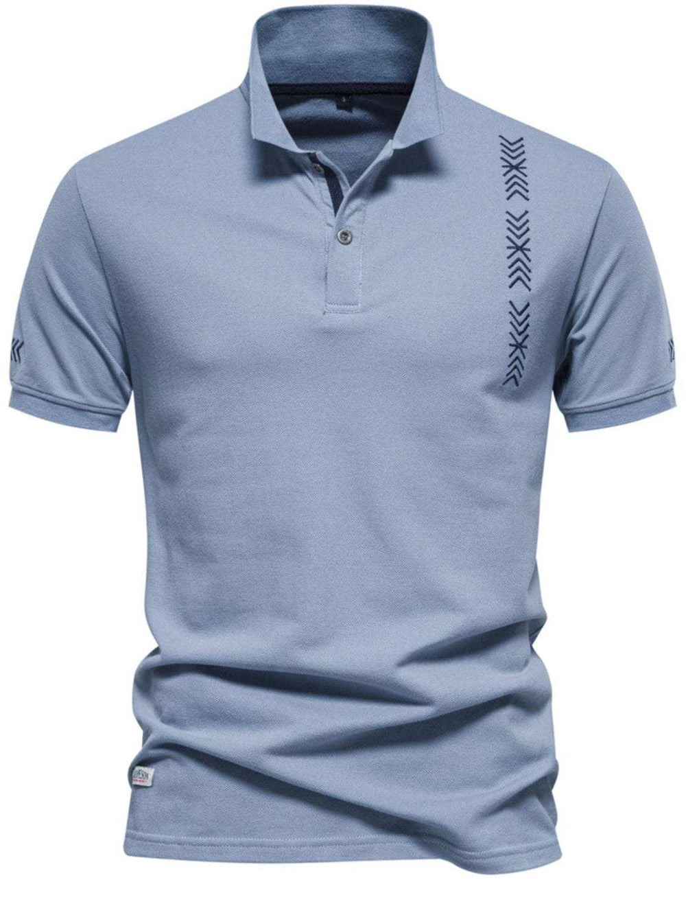 Men's Collared Neck Geometric Embroidered Polo - Trendsi - Flyclothing LLC