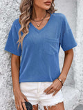 V-Neck Dropped Shoulder T-Shirt - Trendsi - Flyclothing LLC