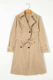 Collared Neck Tie Waist Buttoned Long Sleeve Trench Coat - Trendsi - Flyclothing LLC