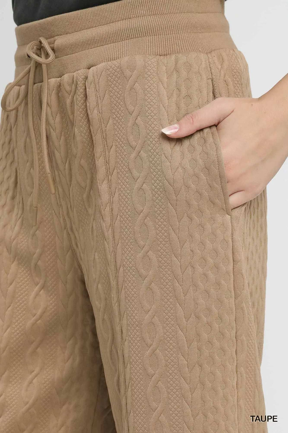 Umgee Cable Knit Textured Wide Leg Pants - Trendsi - Flyclothing LLC