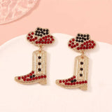Rhinestone Cowboy Boot Dangle Earrings - Trendsi - Flyclothing LLC