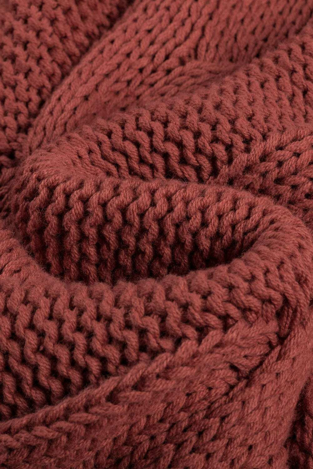 Cable-Knit Turtleneck Dropped Shoulder Sweater - Trendsi - Flyclothing LLC