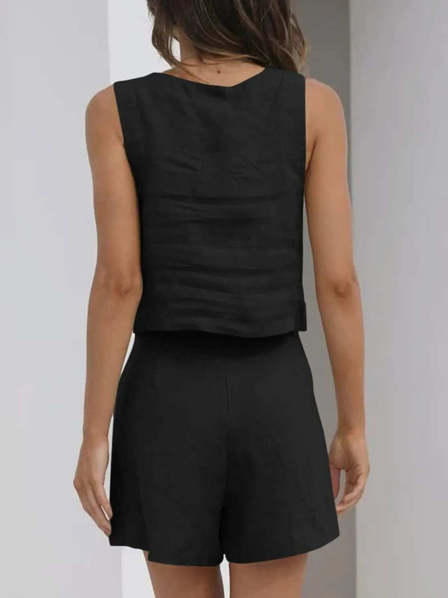 Square Neck Tank and Shorts Set - Trendsi - Flyclothing LLC