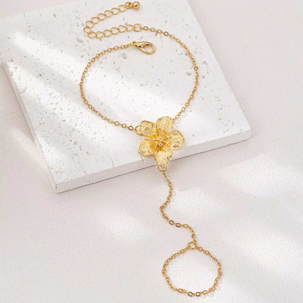18K Gold-Plated Chain Flower Bracelet - Trendsi - Flyclothing LLC