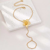 18K Gold-Plated Chain Flower Bracelet - Trendsi - Flyclothing LLC