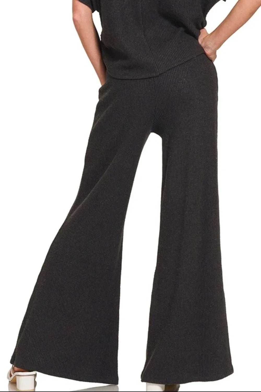 Zenana Wide Leg Flare Sweater Pants - Trendsi - Flyclothing LLC