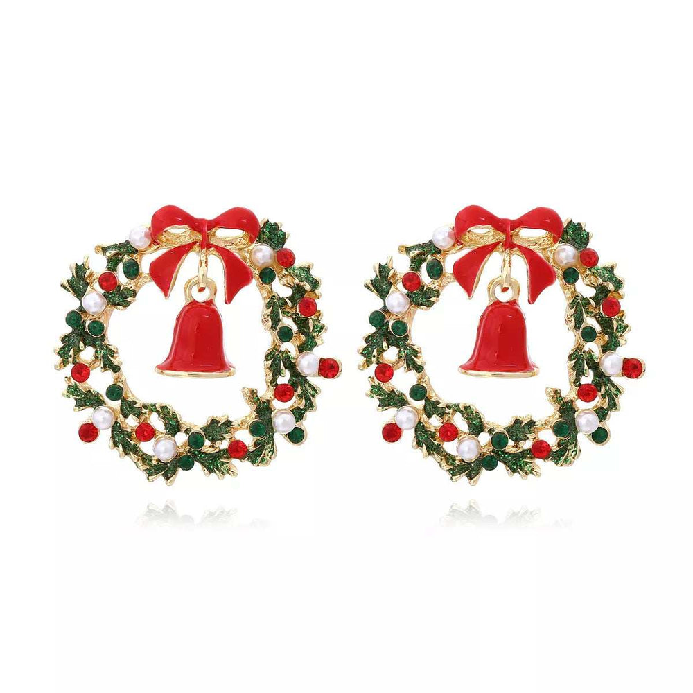 Christmas Wreath Bell Earrings - Trendsi - Flyclothing LLC