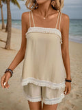 Fringe Square Neck Cami and Shorts Set - Trendsi - Flyclothing LLC